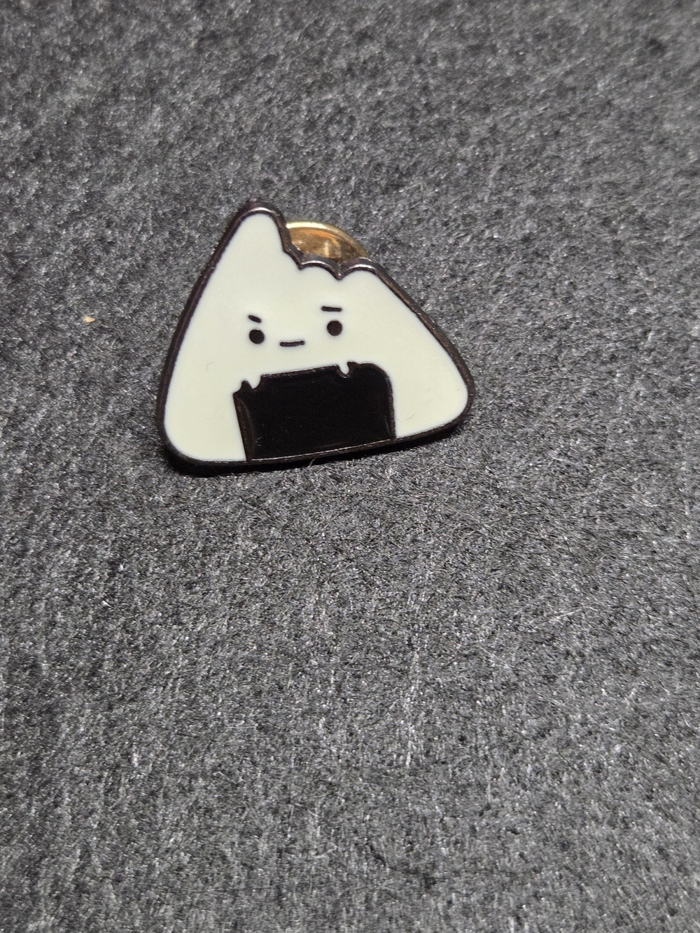 **Kawaii Onigiri Enamel Pin - White & Black**